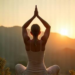 Middle-aged woman practicing yoga gracefully
