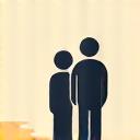 Icon representing a coach and client discussing lifestyle changes