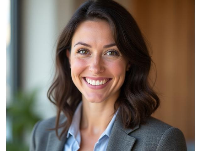 Portrait of Elara Vance, a certified lifestyle coach with a warm and approachable smile.