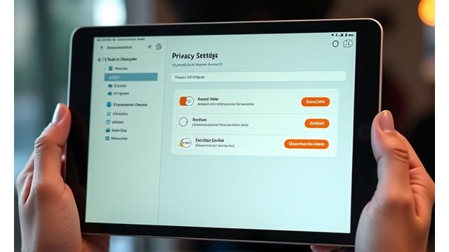A sleek, user-friendly digital dashboard showcasing privacy controls and data management options, with icons for data access, amendment, and deletion.
